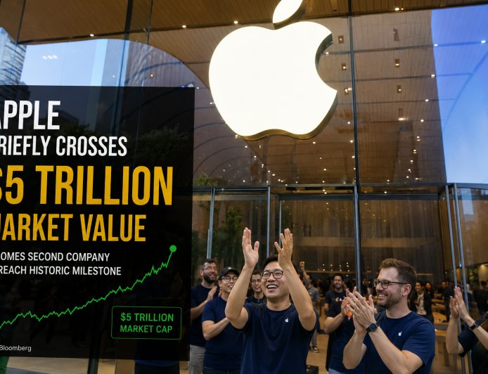 Apple Briefly Crosses $5 Trillion Market Value, Becomes Second Company to Reach Historic Milestone